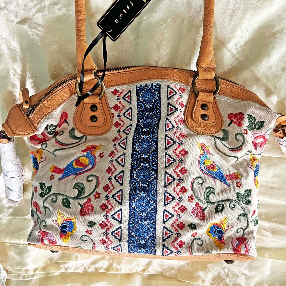 Embroidered Satchel Bag